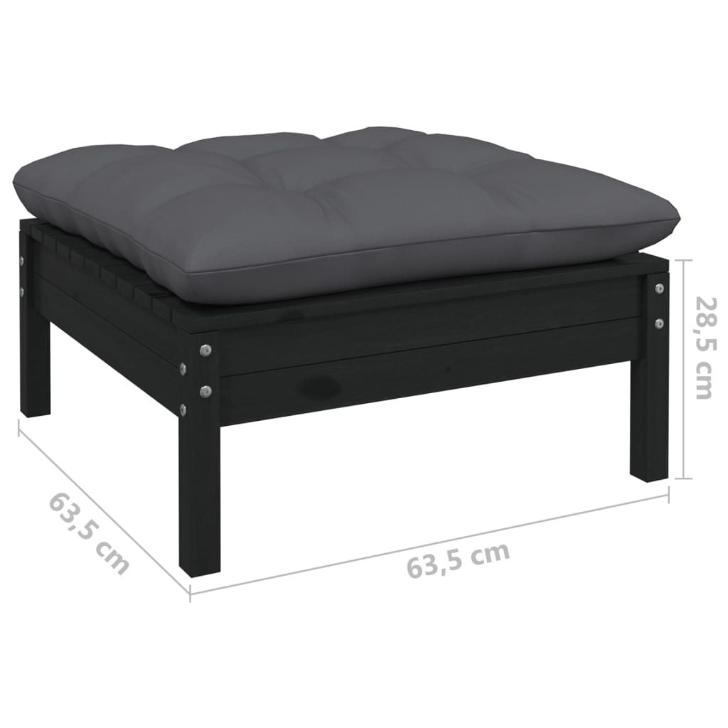 Gartensofa 2-Sitzer mit Kissen in Schwarz Massivholz Kiefer