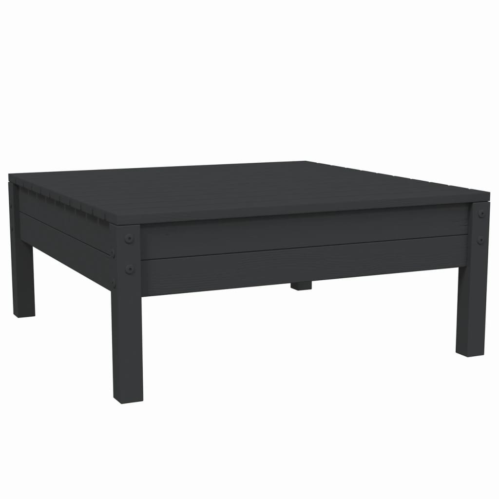 3-tlg. Garten-Lounge-Set mit Kissen Schwarz Massivholz Kiefer