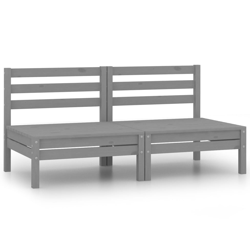 2-Sitzer-Gartensofa Grau Kiefer Massivholz