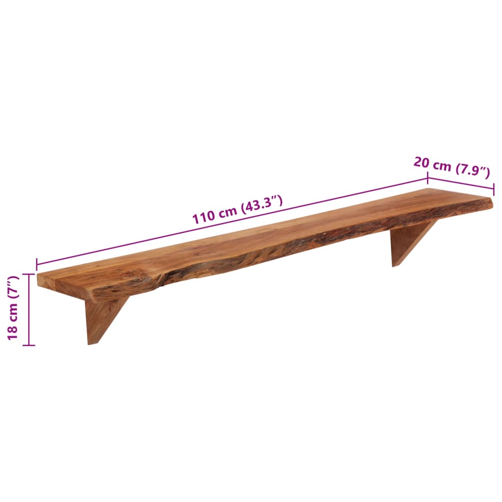 Wandregal 2 Stk. 110x20x18 cm Massivholz Akazie