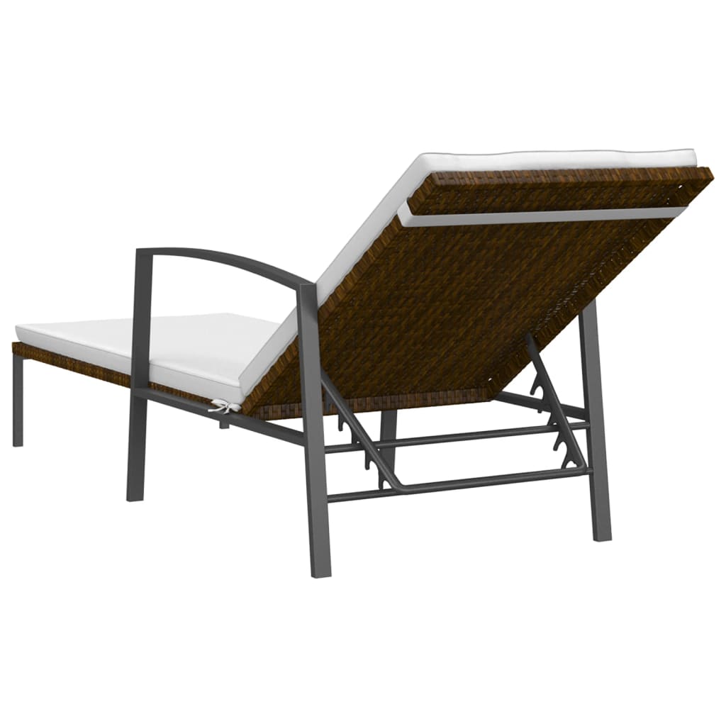 Sonnenliegen 2 Stk. mit Tisch Poly Rattan Braun