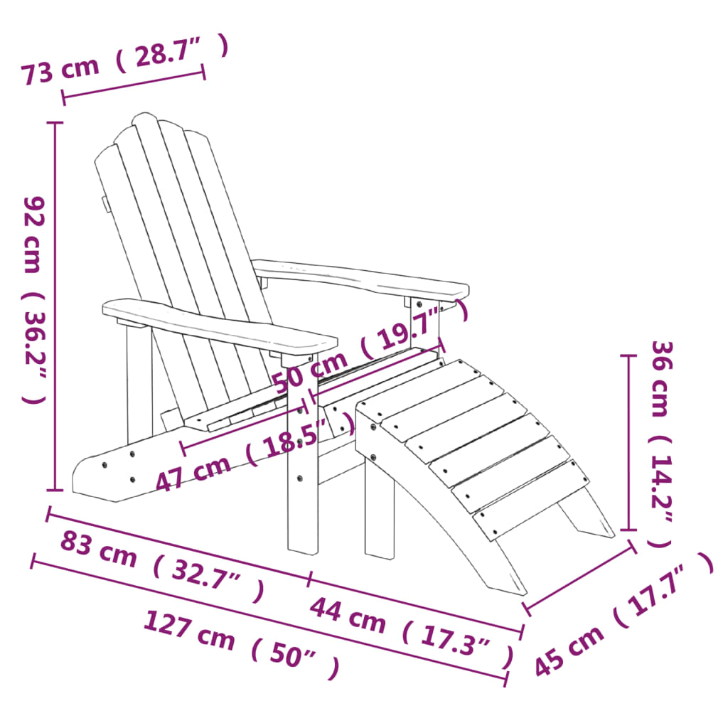 Adirondack-Gartenstühle 2 Stk. mit Hockern HDPE Aquamarin