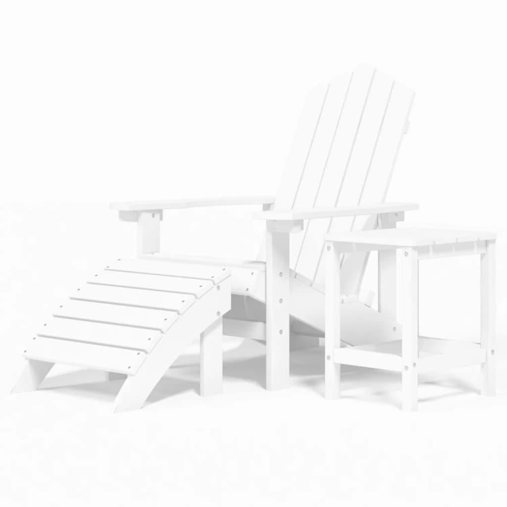 Adirondack-Gartenstuhl mit Hocker & Tisch HDPE Weiß