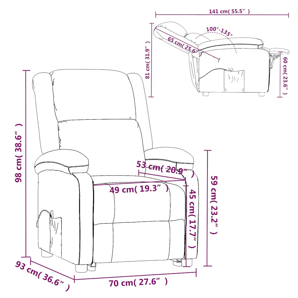 Massagesessel Braun Stoff