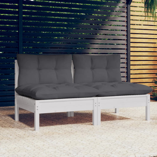 2-Sitzer-Gartensofa mit Anthrazit Kissen Massivholz Kiefer