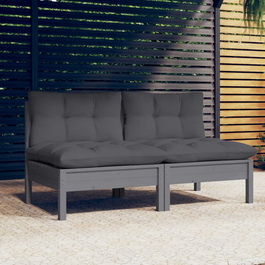 2-Sitzer-Gartensofa mit Anthrazit Kissen Massivholz Kiefer