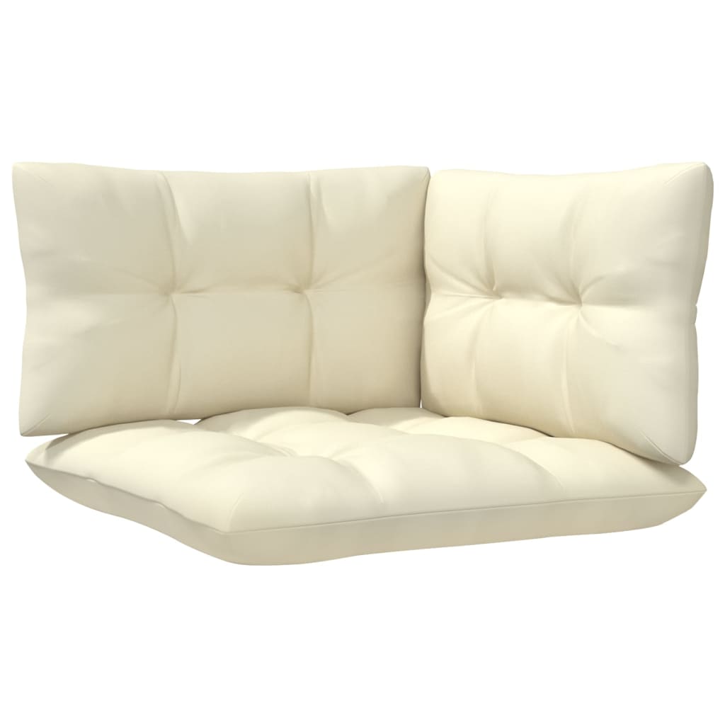 2-Sitzer-Gartensofa mit Creme Kissen Massivholz Kiefer