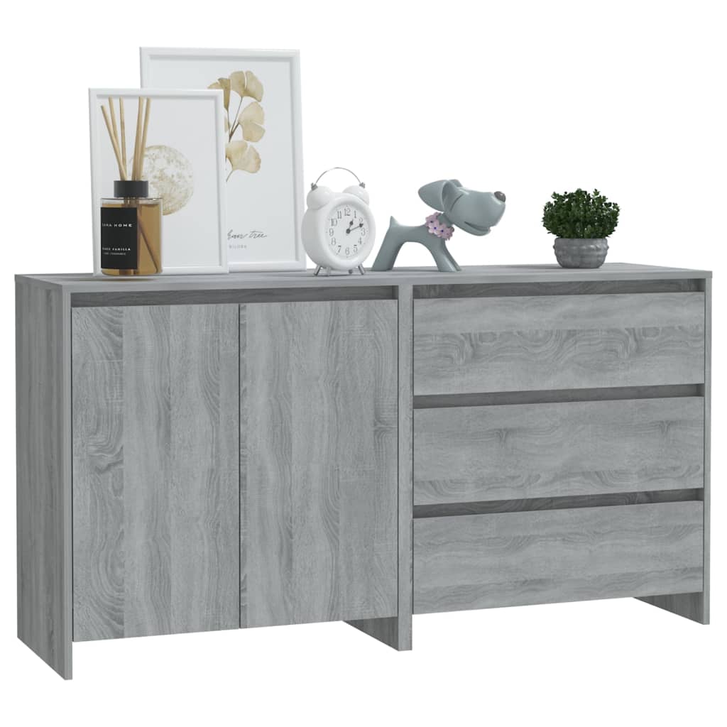 2-tlg. Sideboard Grau Sonoma Holzwerkstoff