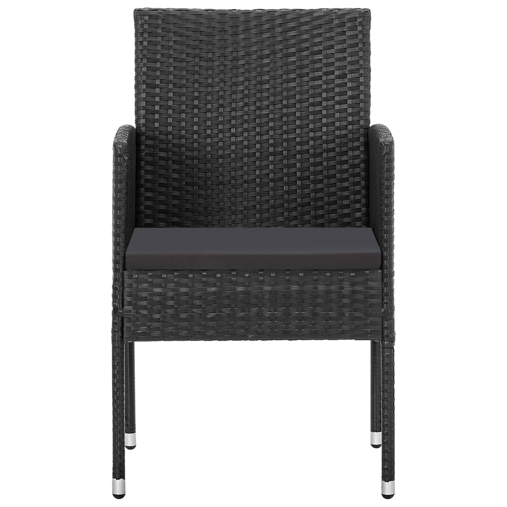 Gartenstühle mit Kissen in Schwarz 2 Stk. Schwarz Poly Rattan