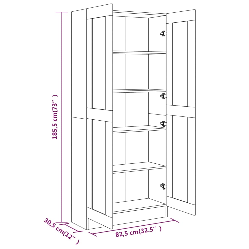 Badezimmerschrank Grau Sonoma 82,5x30,5x185,5 cm Holzwerkstoff