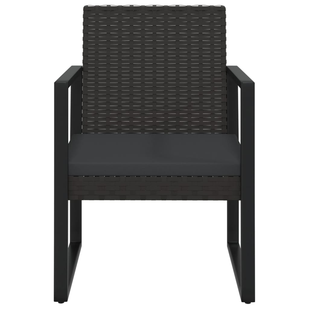 3-tlg. Garten-Lounge-Set mit Kissen Schwarz Poly Rattan