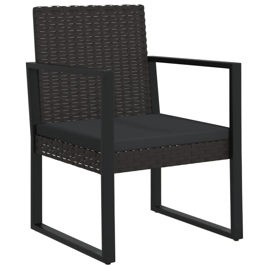 4-tlg. Garten-Lounge-Set mit Kissen Schwarz Poly Rattan