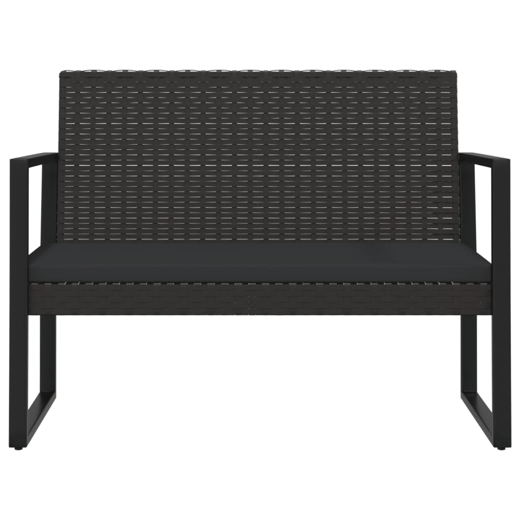 4-tlg. Garten-Lounge-Set mit Kissen Schwarz Poly Rattan