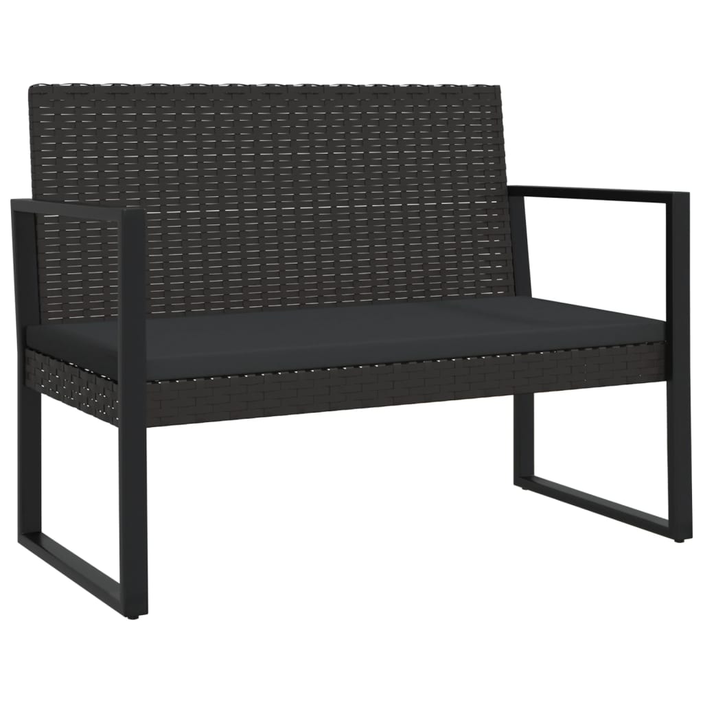 4-tlg. Garten-Lounge-Set mit Kissen Schwarz Poly Rattan