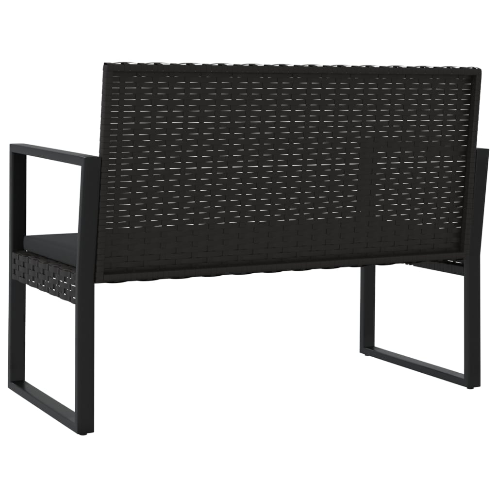 4-tlg. Garten-Lounge-Set mit Kissen Schwarz Poly Rattan