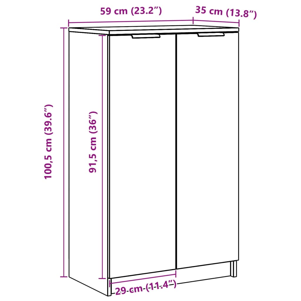 Schuhschrank Weiß 59x35x100 cm Holzwerkstoff