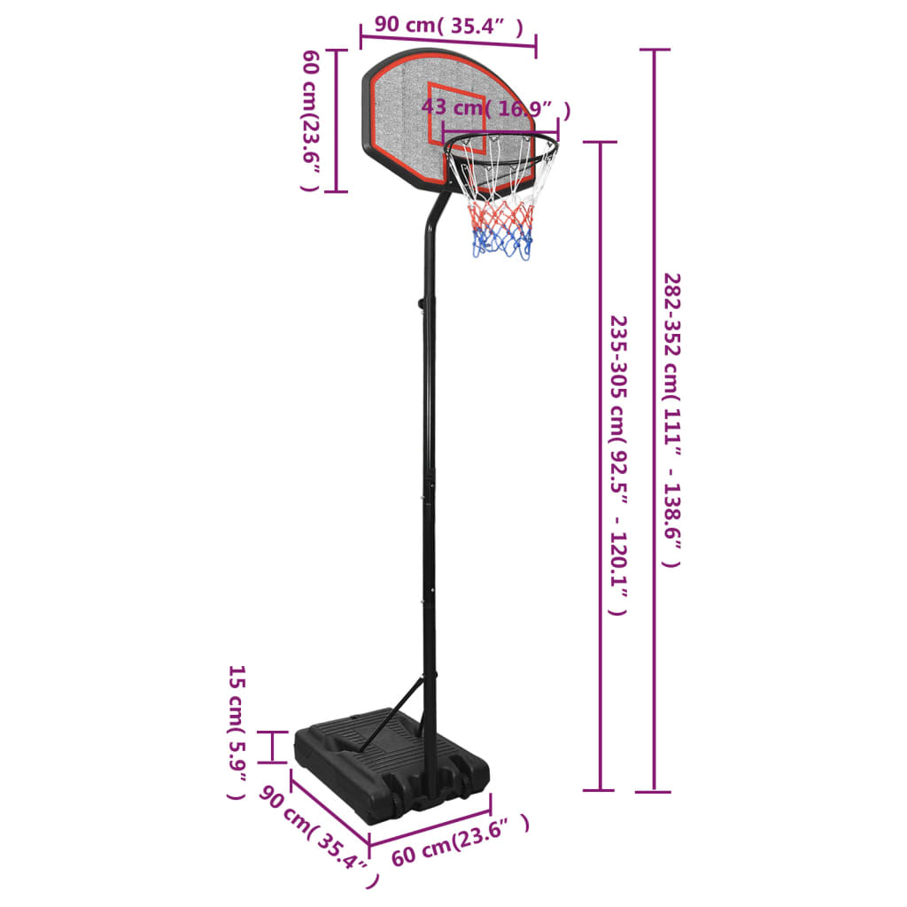 Basketballständer Schwarz 282-352 cm Polyethylen