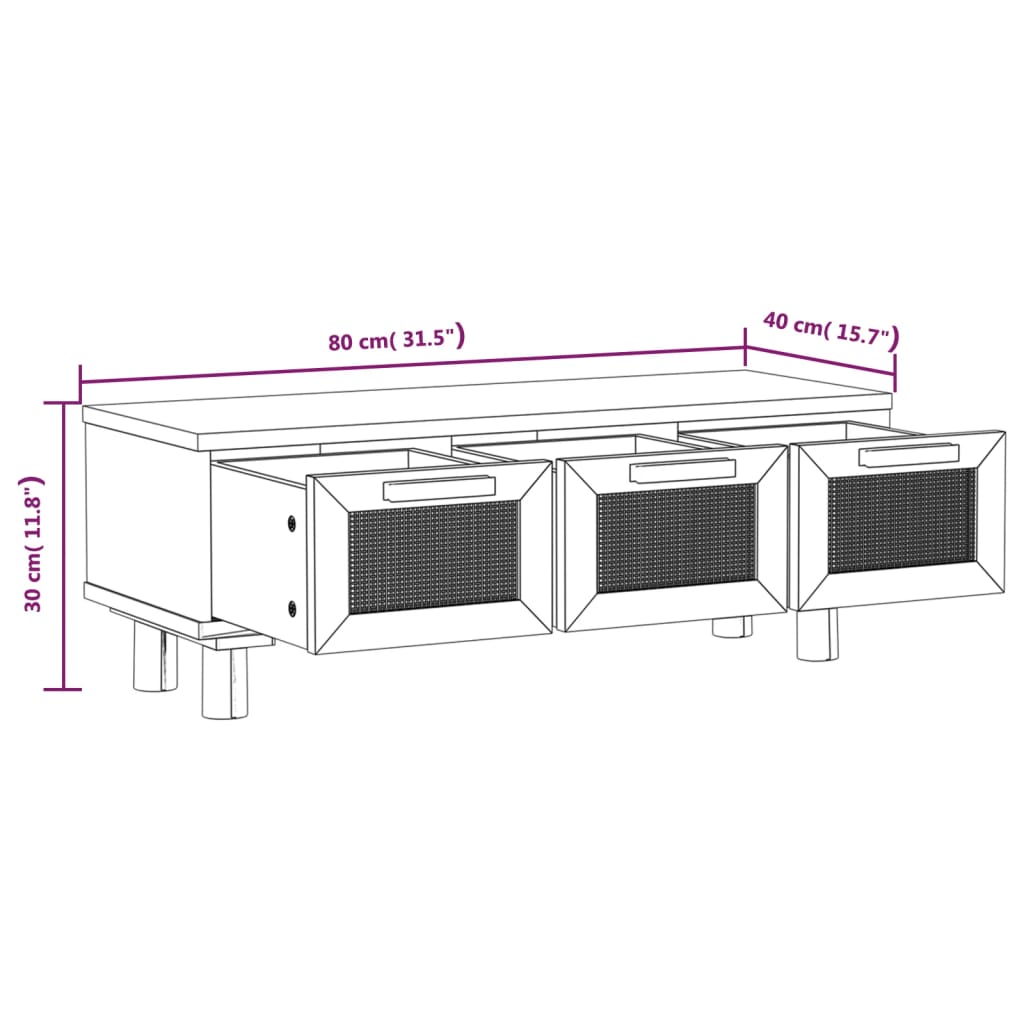 Couchtisch Braun 80x40x30 cm Holzwerkstoff & Massivholz Kiefer