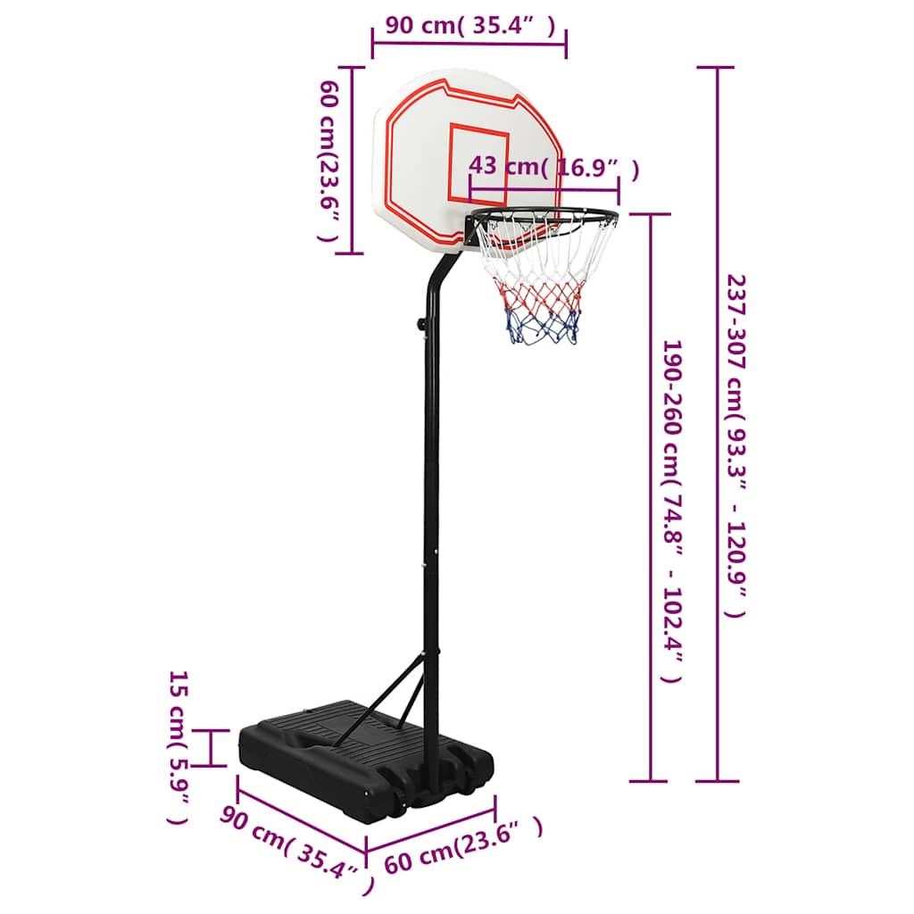 Basketballständer Weiß 237-307 cm Polyethylen