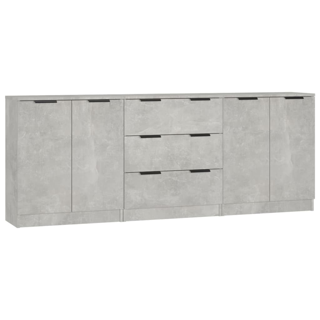 3-tlg. Sideboards Betongrau Holzwerkstoff