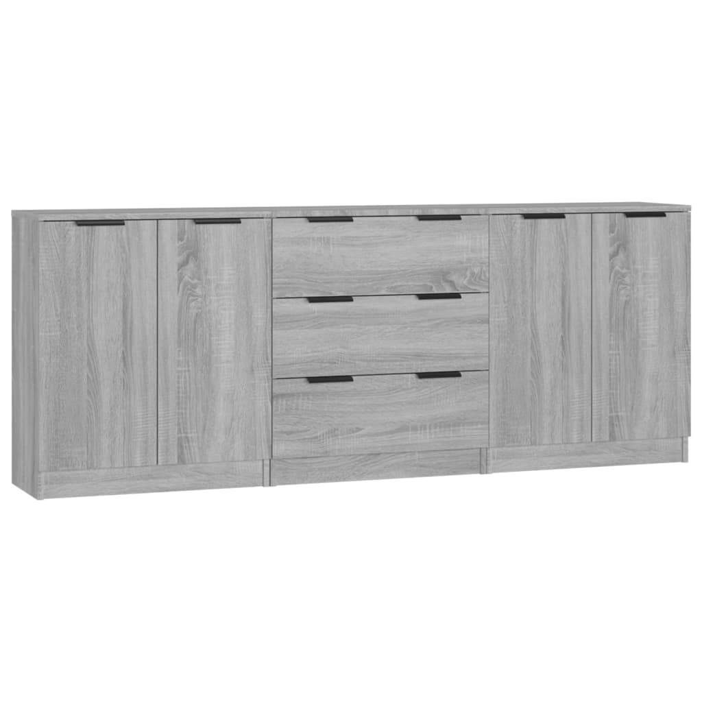 3-tlg. Sideboards Grau Sonoma Holzwerkstoff