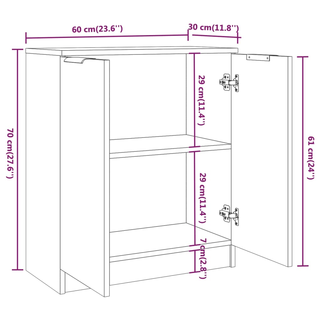 3-tlg. Sideboards Braun Eichen-Optik Holzwerkstoff