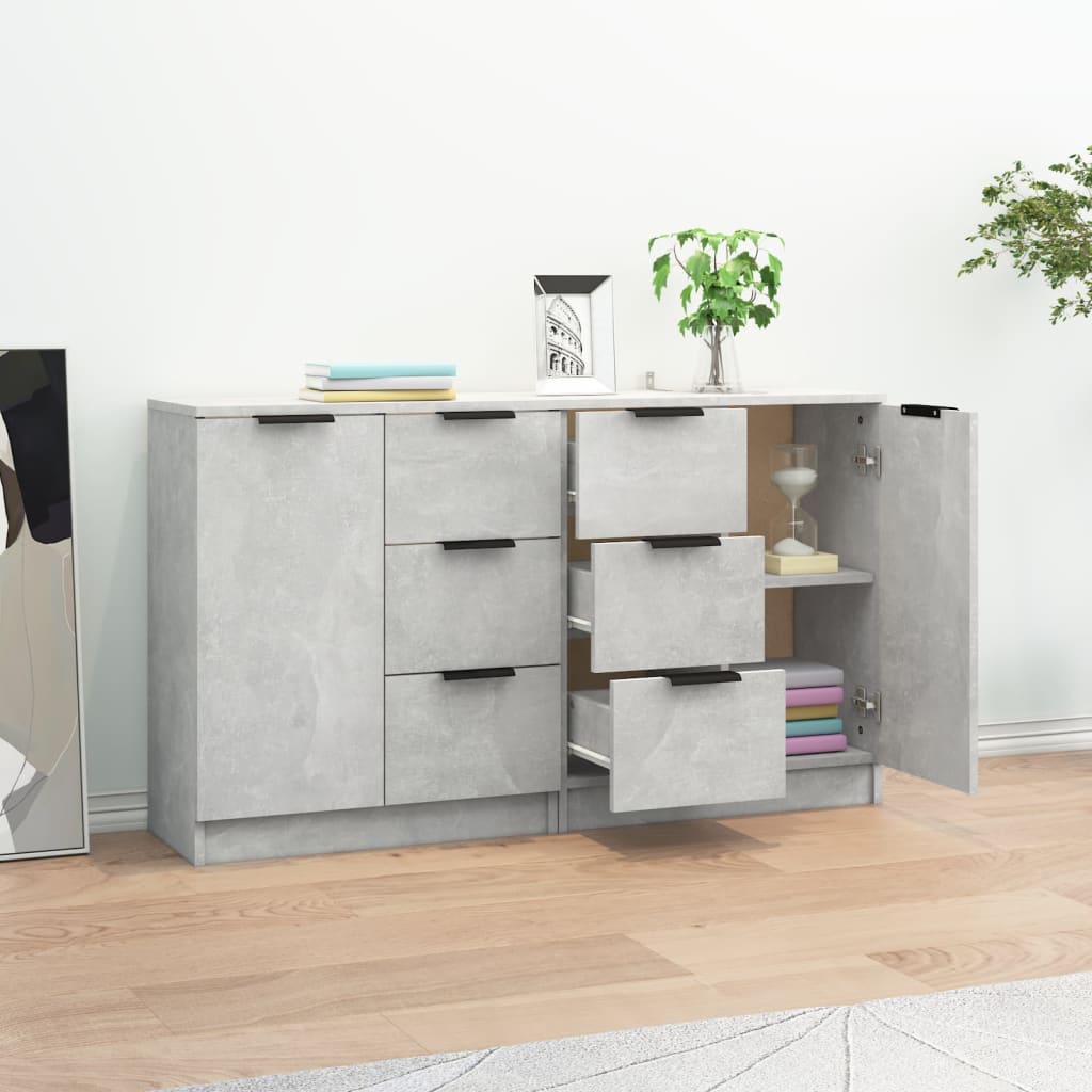 Sideboards 2 Stk. Betongrau 60x30x70 cm Holzwerkstoff