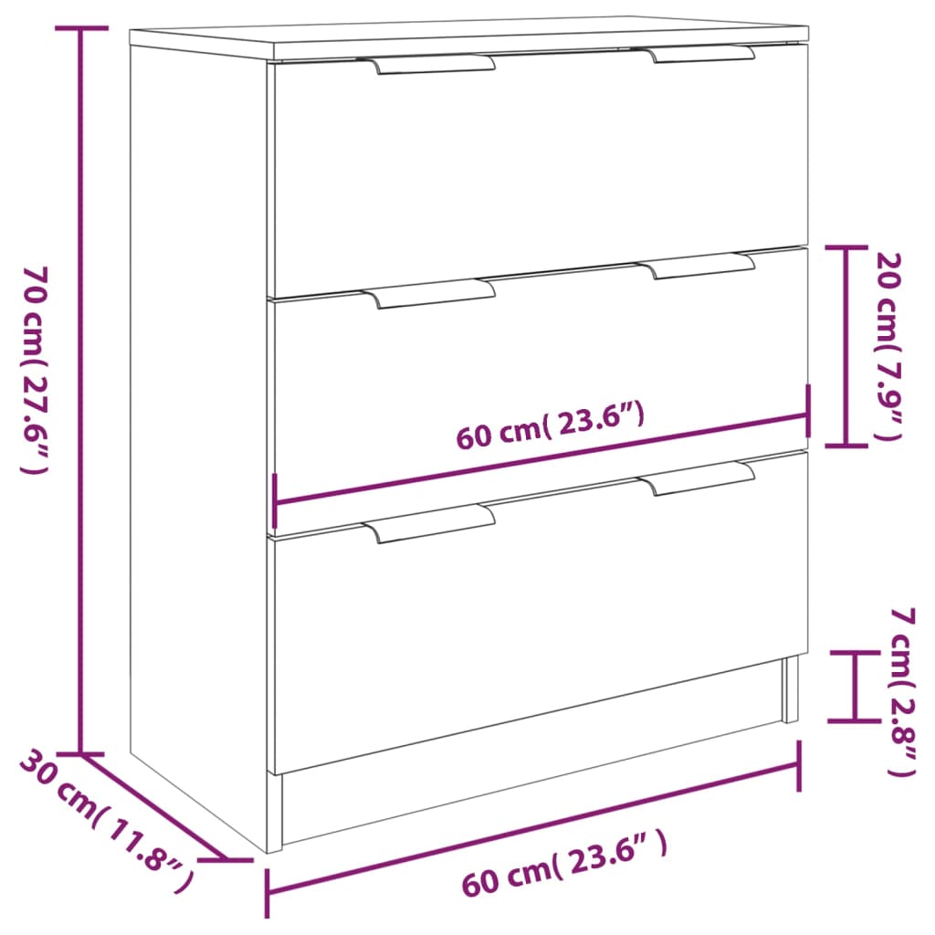 3-tlg. Sideboards Betongrau Holzwerkstoff