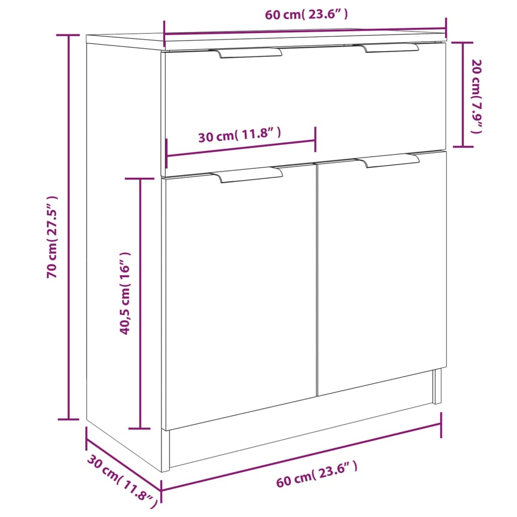 3-tlg. Sideboards Betongrau Holzwerkstoff