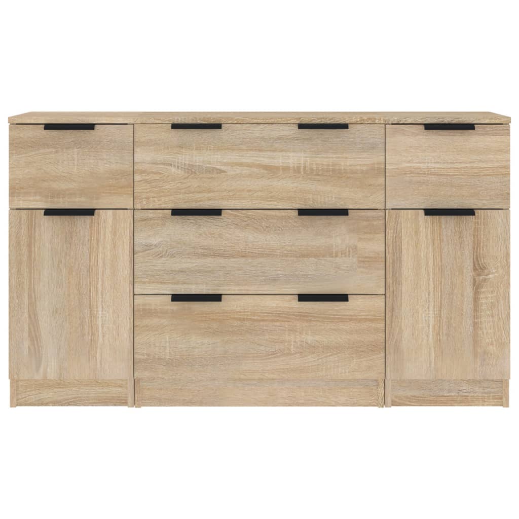 3-tlg. Sideboard-Set Sonoma-Eiche Holzwerkstoff