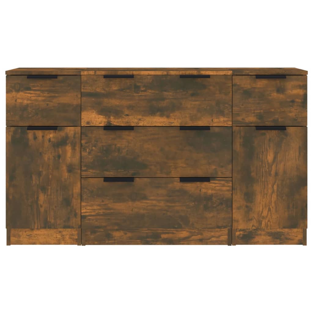 3-tlg. Sideboard-Set Räuchereiche Holzwerkstoff