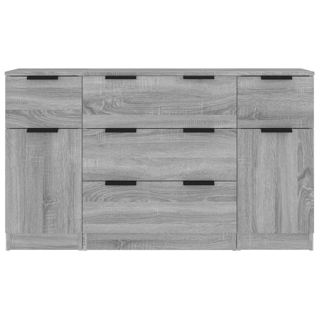 3-tlg. Sideboard-Set Grau Sonoma Holzwerkstoff