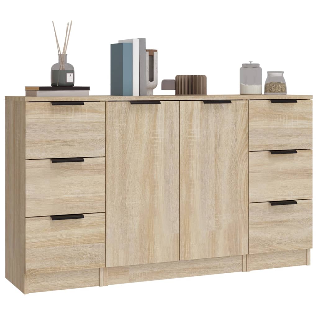 Sideboards 3 Stk. Sonoma-Eiche Holzwerkstoff