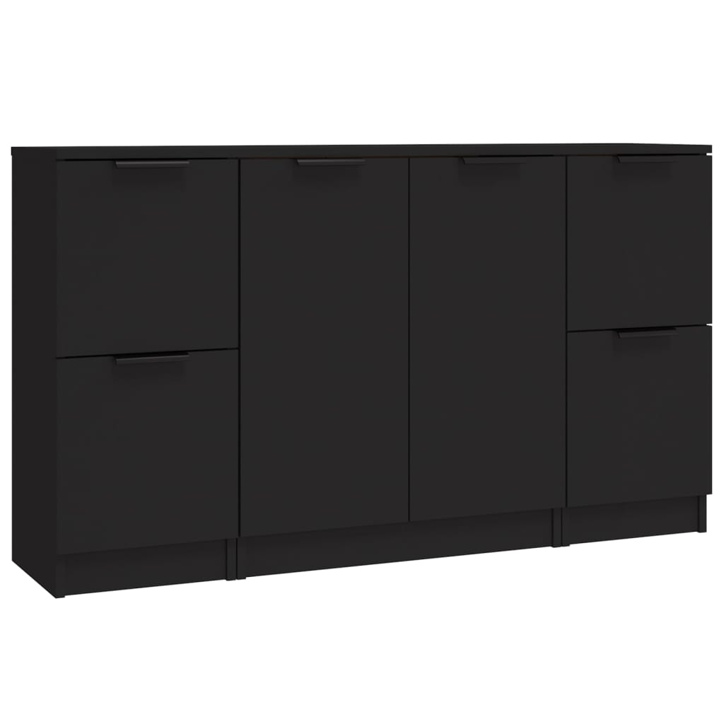 Sideboards 3 Stk. Schwarz Holzwerkstoff