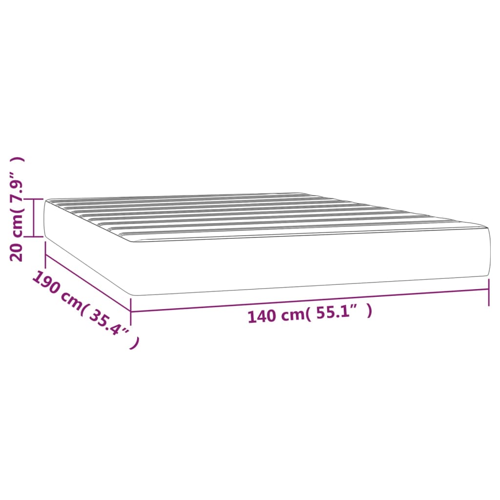 Taschenfederkernmatratze Schwarz 140x190x20 cm Samt