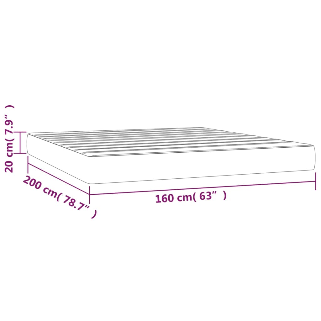 Taschenfederkernmatratze Schwarz 160x200x20 cm Stoff