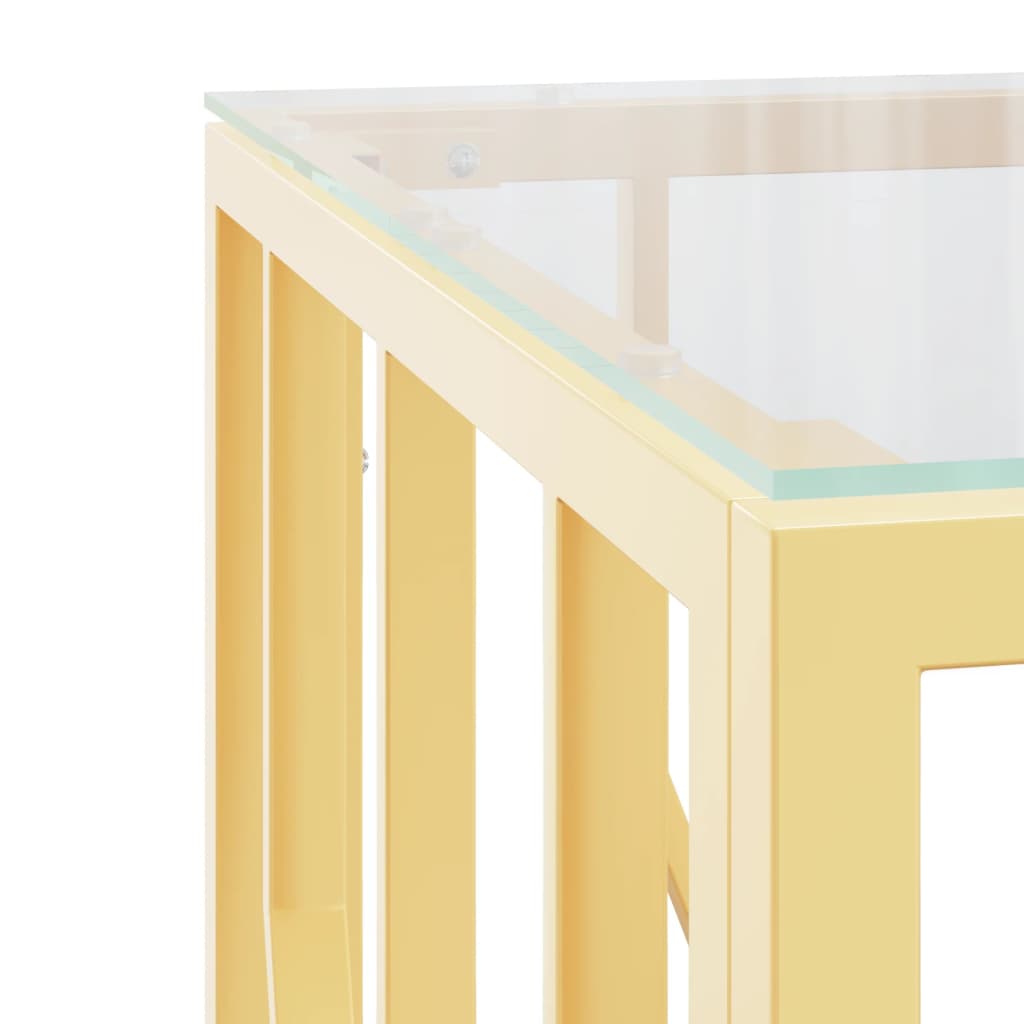 Couchtisch Golden 50x50x50 cm Edelstahl und Glas