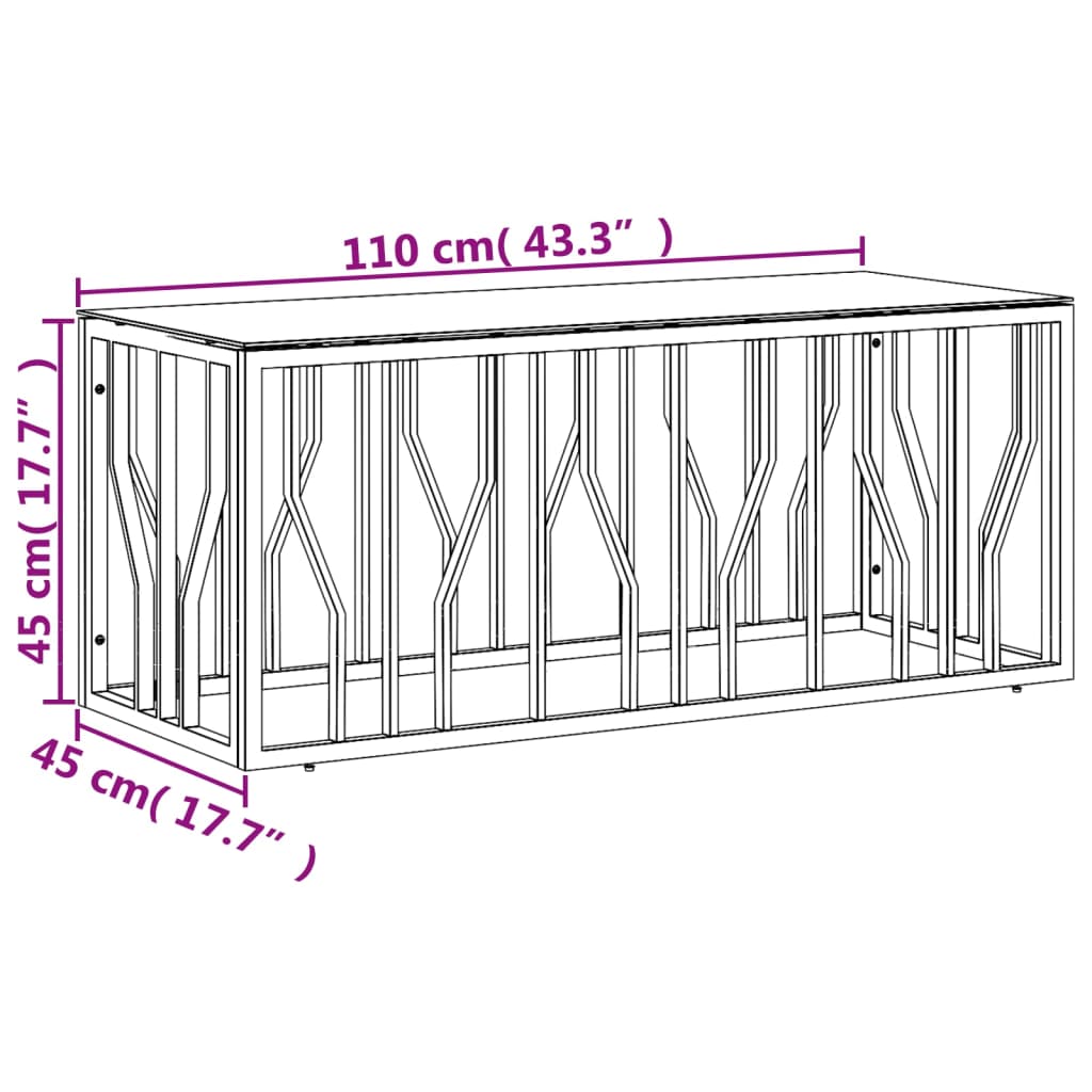 Couchtisch Golden 110x45x45 cm Edelstahl und Glas