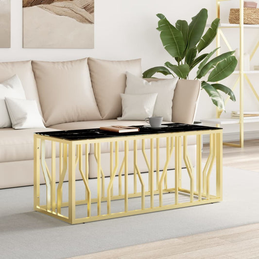 Couchtisch Golden 110x45x45 cm Edelstahl und Glas