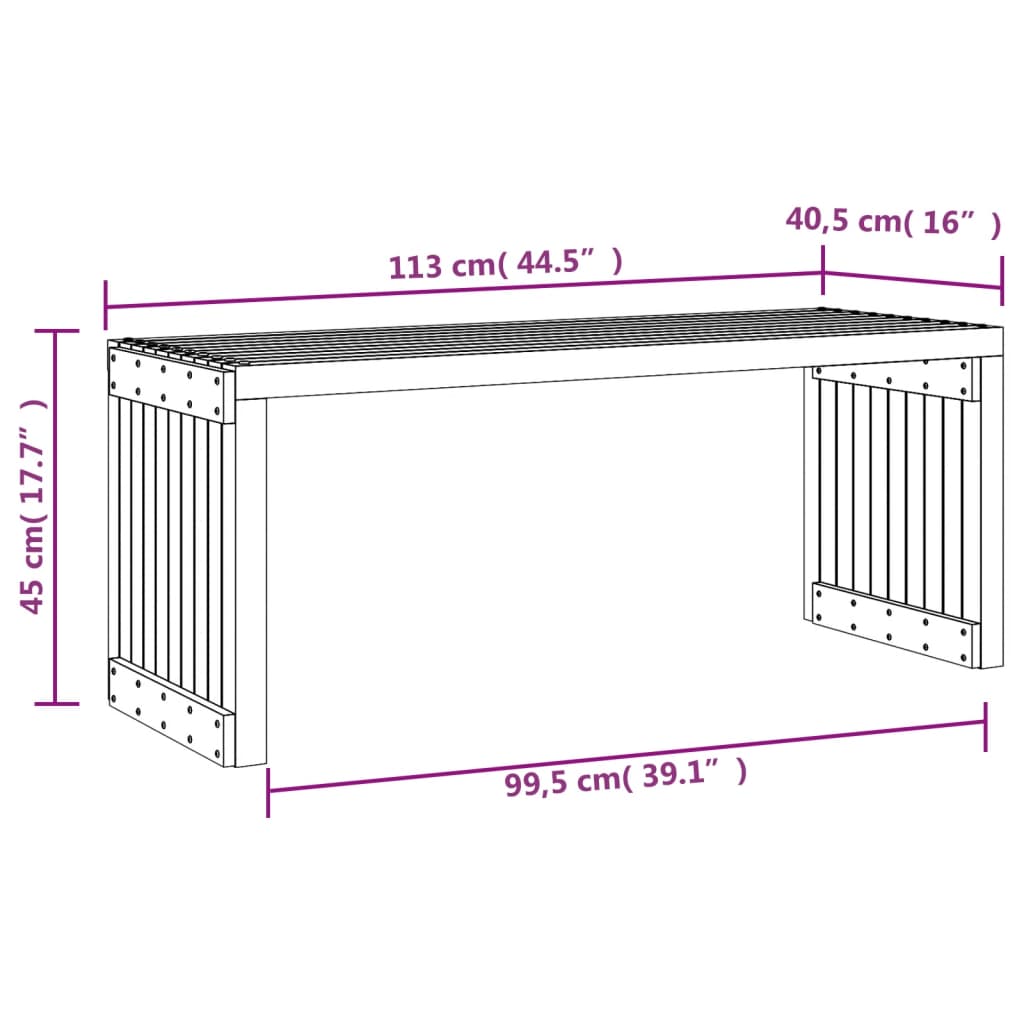 Gartenbank Ausziehbar 212,5x40,5x45 cm Massivholz Douglasie