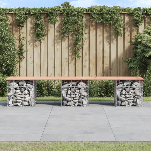 Gartenbank aus Gabionen 203x44x42 cm Massivholz Douglasie