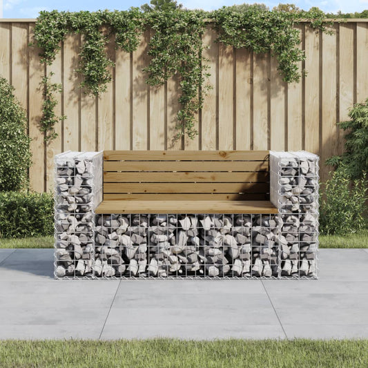 Gartenbank aus Gabionen 143x71x65,5 cm Kiefernholz Imprägniert