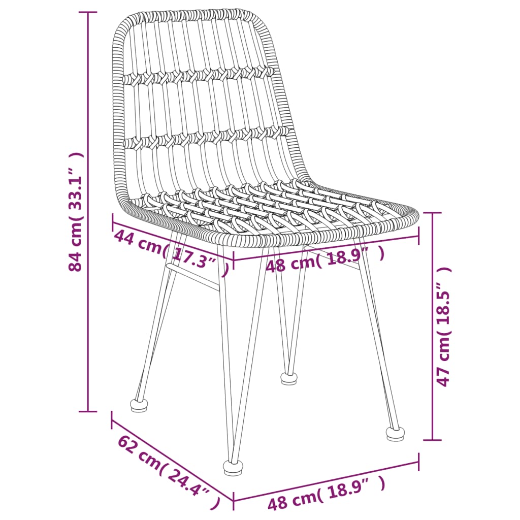 Gartenstühle 2 Stk. 48x62x84 cm PE-Rattan