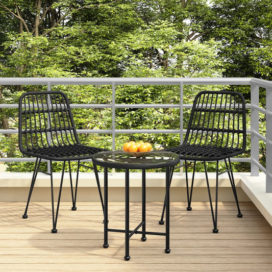 Gartenstühle 2 Stk. Schwarz 48x62x84 cm PE-Rattan