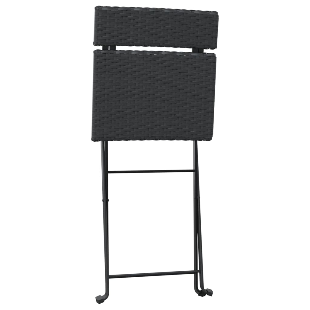 Bistrostühle 4 Stk. Klappbar Schwarz Poly Rattan und Stahl