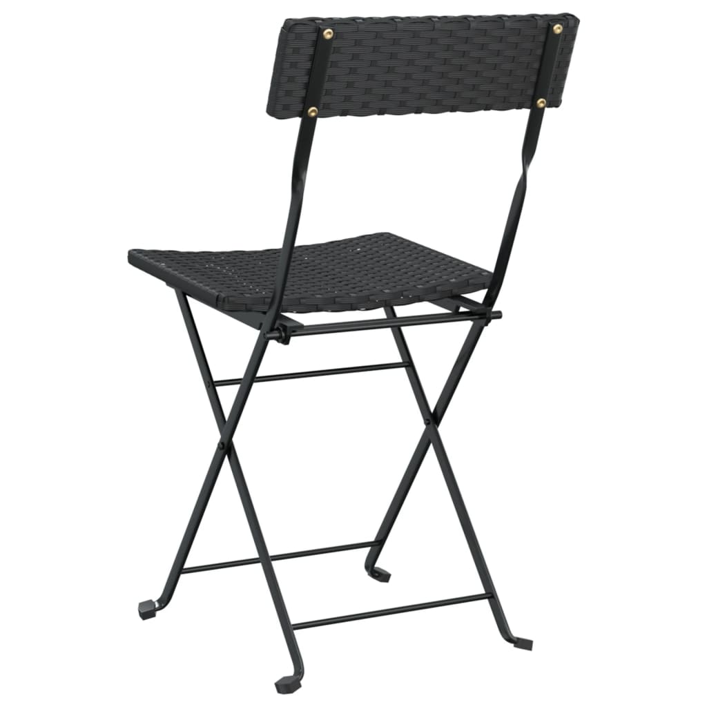 Bistrostühle 4 Stk. Klappbar Schwarz Poly Rattan und Stahl