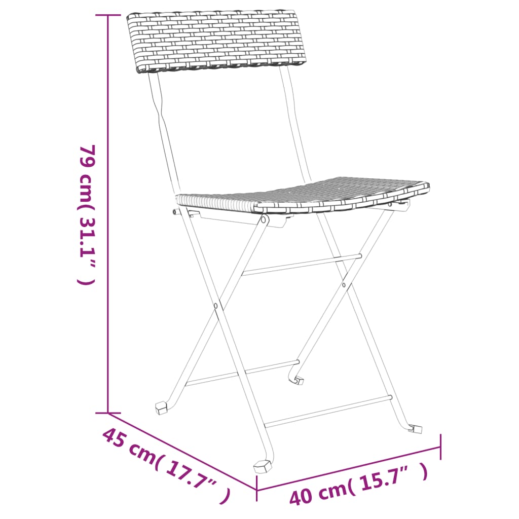 Bistrostühle 4 Stk. Klappbar Schwarz Poly Rattan und Stahl