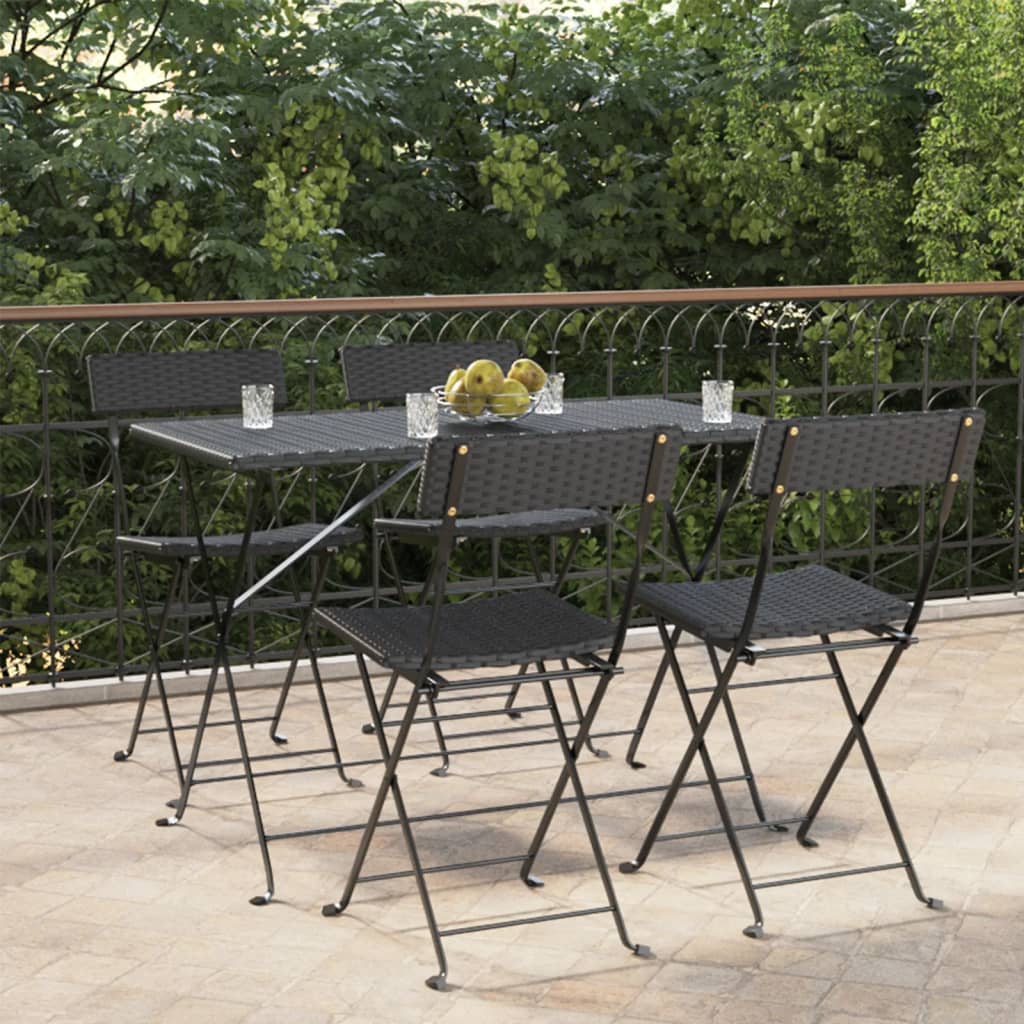 Bistrostühle 4 Stk. Klappbar Schwarz Poly Rattan und Stahl