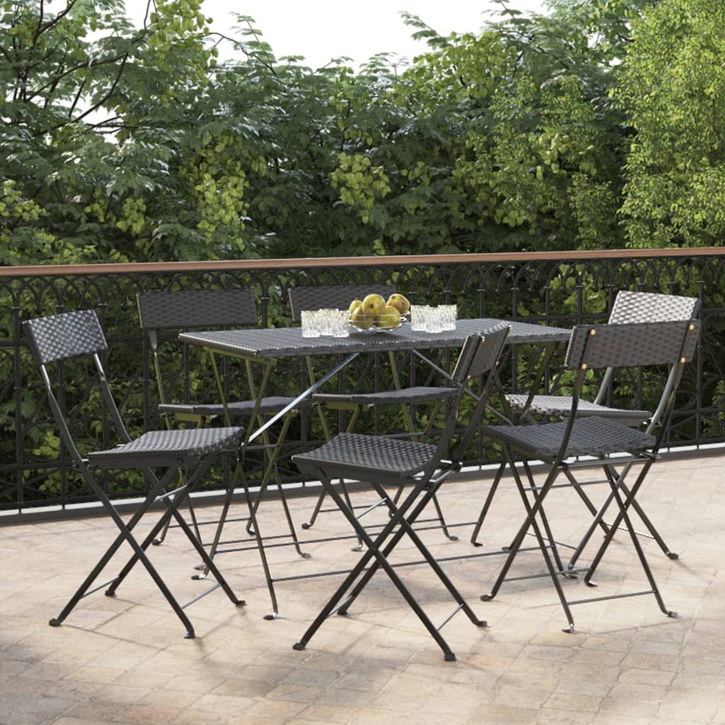 Bistrostühle 6 Stk. Klappbar Schwarz Poly Rattan und Stahl