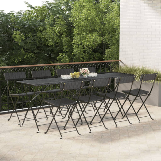 Bistrostühle 8 Stk. Klappbar Schwarz Poly Rattan und Stahl